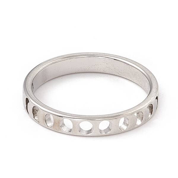 Non-Tarnish 304 Stainless Steel Moon Phase Finger Ring for Women