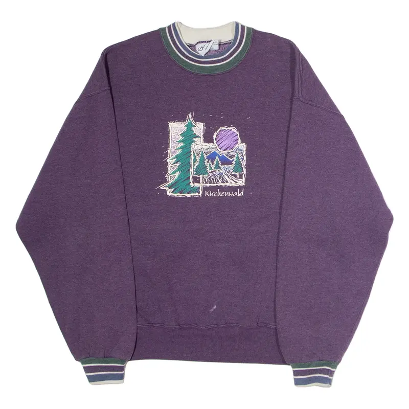 GENIUS Kirchenwald Mens Sweatshirt Purple Crew Neck 90s USA L