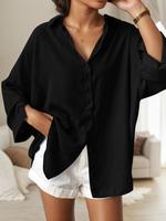 Women's Plain  Long Sleeve Blouse, Casual Solid Color Long Sleeve Top for Daily Wear, Ladies Clothes for All Seasons