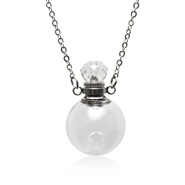 Glass Round Perfume Bottle Necklaces
