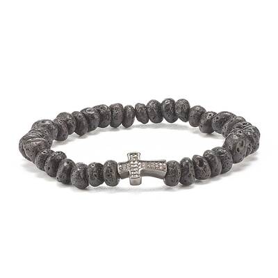 Natural Lava Rock Beaded Stretch Bracelet