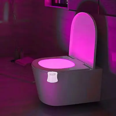 Creative 8-color Fixed Toilet LED Lights, Motion-Sensor Toilet LED Ambient Lighting, Gradient Color LED Lighting, Toilet Sm...