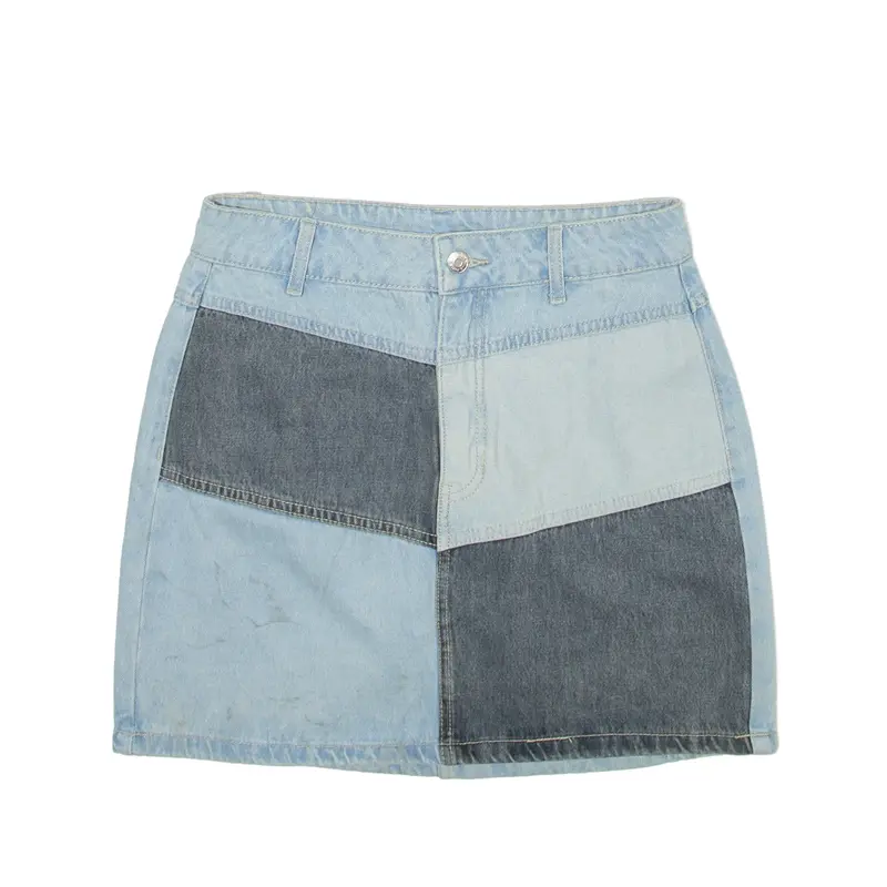 FABLE Y2K Patchwork Short Mini Skirt Blue Denim Womens M