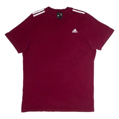 ADIDAS Mens T-Shirt Maroon Crew Neck L