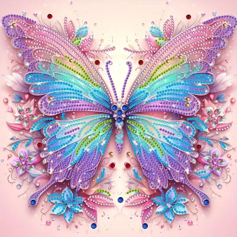 Butterfly Pattern Painting without Frame, DIY 5D Diamond Arts Colorful Painting Kit, Wall Art Decor for Home Living Room Bedr...