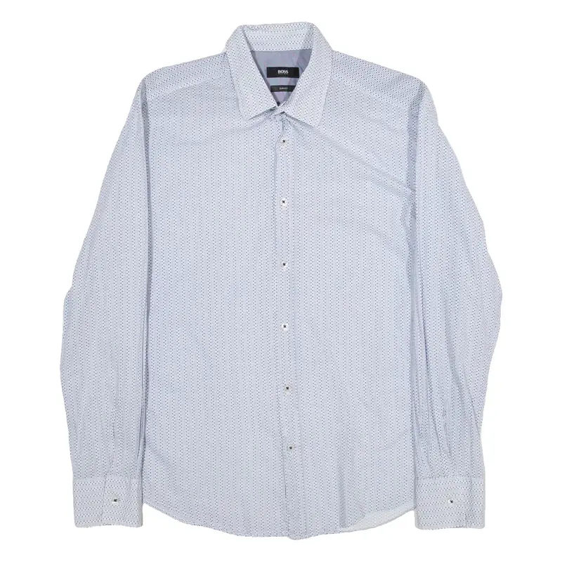 BOSS Slim Fit Mens Shirt Blue Long Sleeve M