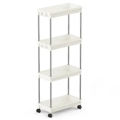 Lifewit 4-Tier Storage Trolley, Rolling Bathroom Kitchen Trolley on Wheels, Slim Storage Unit for Space-Saving Organization