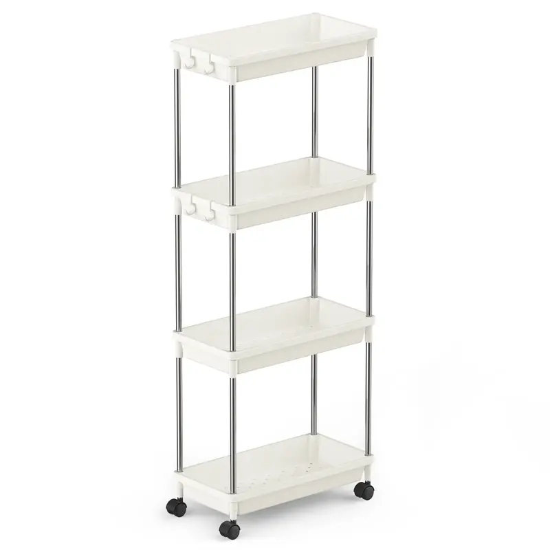 Lifewit 4-Tier Storage Trolley, Rolling Bathroom Kitchen Trolley on Wheels, Slim Storage Unit for Space-Saving Organization