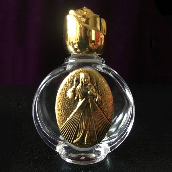 Glass Holy Water Bottle with Zinc Alloy Cap