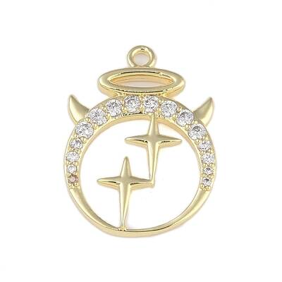 Brass Micro Pave Clear Cubic Zirconia Pendants