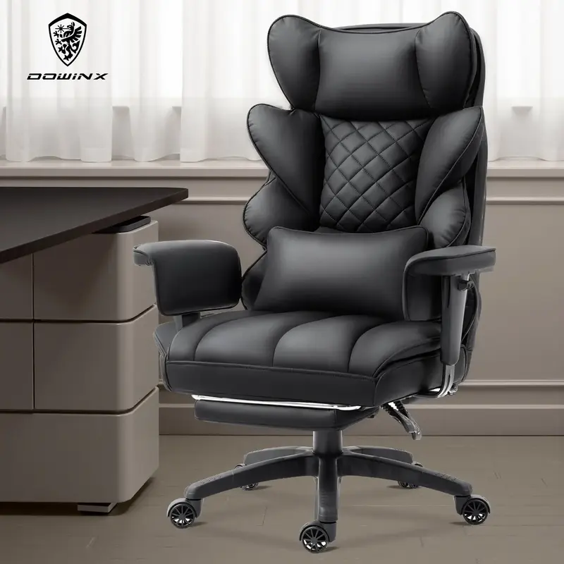 Dowinx High Office Chair, with Pocket Spring Pad and waist Rest, High Back Computer Game Chair, Adjustable Armrests, Footrest...