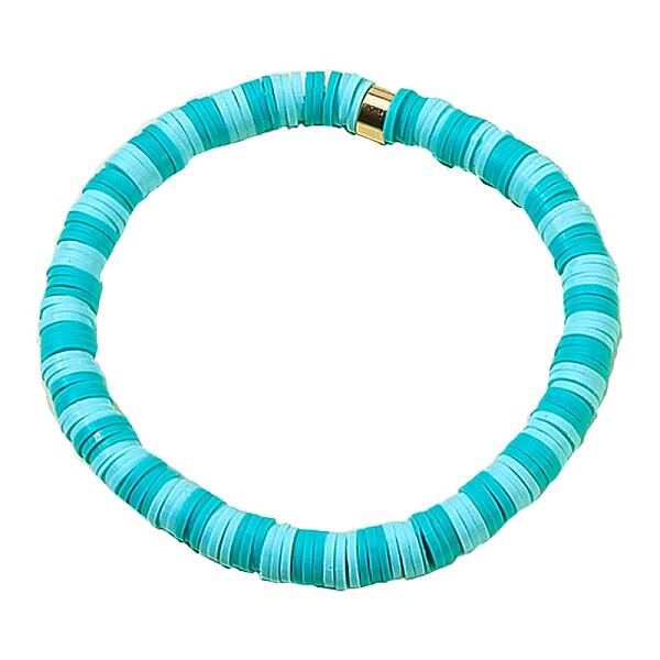 Polymer Clay Heishi Surfer Stretch Bracelet with 304 Stainless Steel Beaded