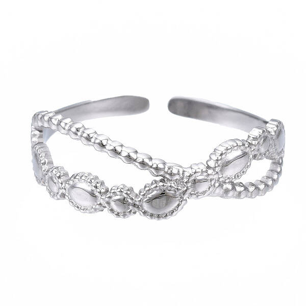 Non-Tarnish 304 Stainless Steel Criss Cross Open Cuff Ring