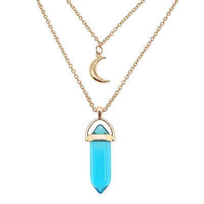 Dyed Natural Jasper Cone Pendant Double Layer Necklace