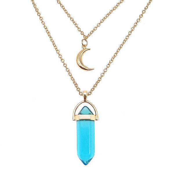 Dyed Natural Jasper Cone Pendant Double Layer Necklace