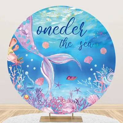 Oneder The Sea Mermaid Coral Shell Circle Backdrop - Aperturee