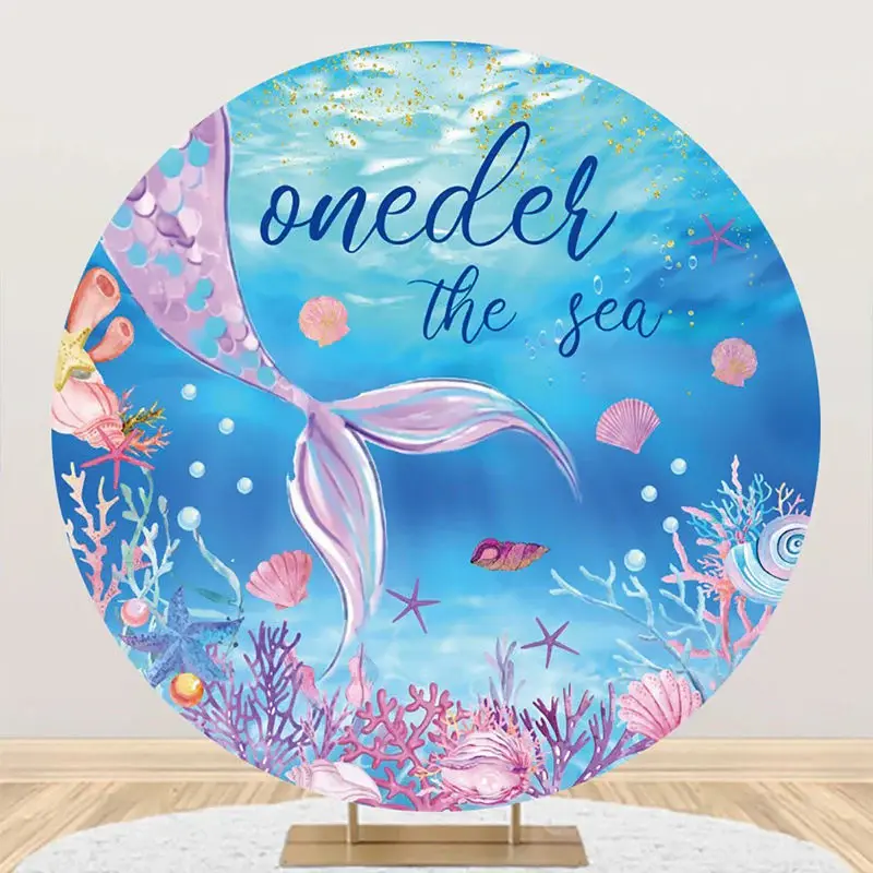 Oneder The Sea Mermaid Coral Shell Circle Backdrop - Aperturee