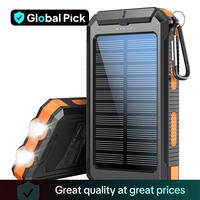 10000mAh Solar Charging Power Bank, Dual USB Output Port Multicharger Mobile Phone Power Bank with Flashlights, Portable Wire...
