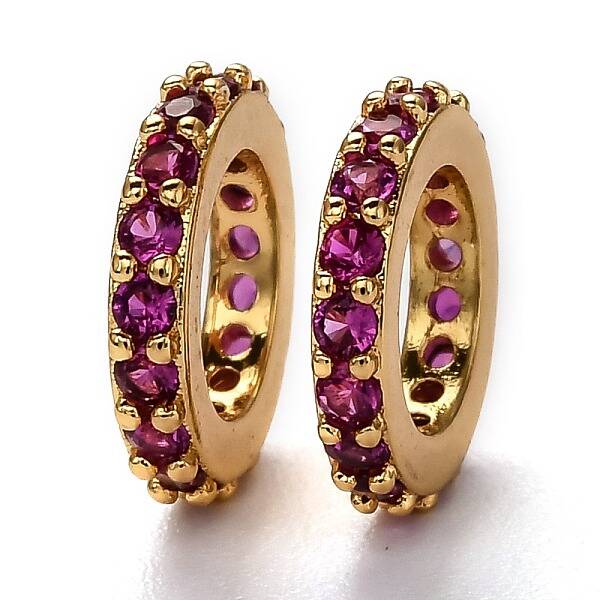 Brass Micro Pave Cubic Zirconia European Beads