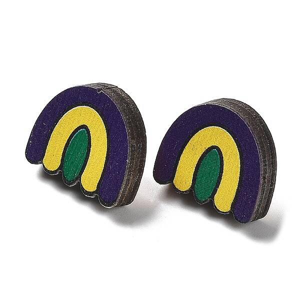Printing Wood Stud Earrings for Women