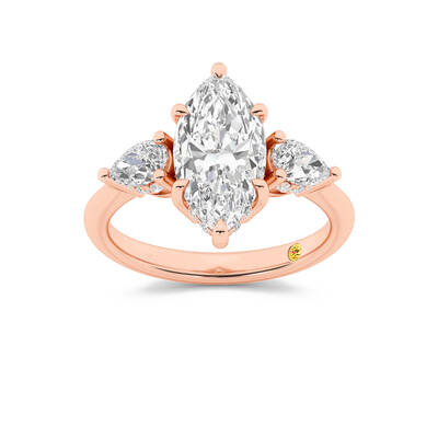 Celestia Three Stone Hidden Halo Marquise Lab Grown Diamond Engagement Ring | 10K Rose Gold 3 2/3 CT. TW.