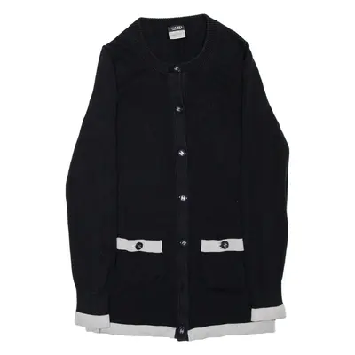 CHANEL Womens Cardigan Blue Tight Knit S