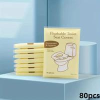Disposable Toilet Seat Cover, 80pcs Flushable Paper Toilet Seat Cover, Travel Accessories for Public Restrooms, Airplane, Cam...