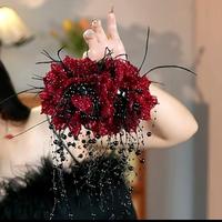 New high-end luxury, exquisite and versatile fashionable retro Hong Kong style shiny flower temperament white hairpin shark h...