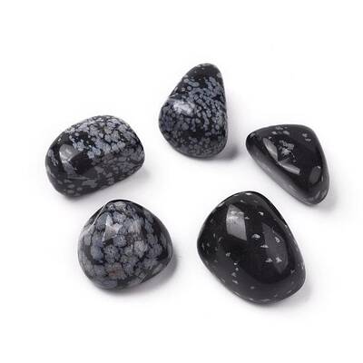 5Pcs Natural Snowflake Obsidian Beads