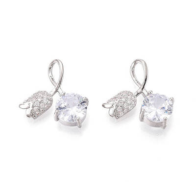Brass Micro Pave Cubic Zirconia Pendants