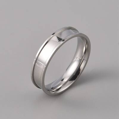 201 Stainless Steel Grooved Finger Ring Settings