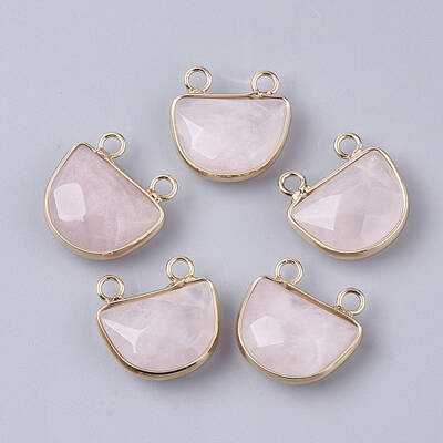 Natural Rose Quartz Semi Circle Pendants