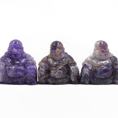 Natural Amethyst Aventurine Carved Maitreya Buddha Statue Home Decoration
