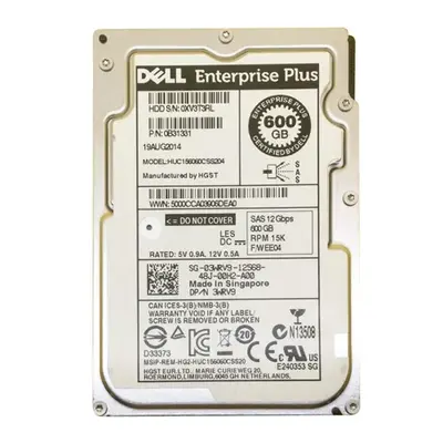 03WRV9 Dell 600GB 12Gb/s SAS 15000 2.5-Inch Hard Drive