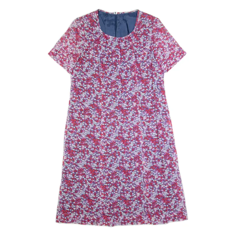 Womens Day Dress Pink 90s Floral Short Sleeve Midi M