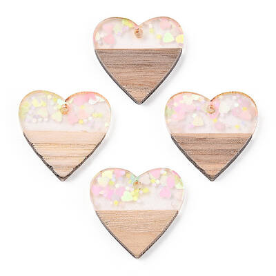 Transparent Resin & White Wood Pendants