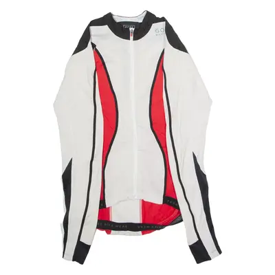 GORE BIKE WEAR Full Zip Cycling Mens Jersey White Long Sleeve High Neck S