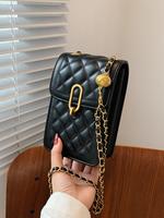 Women's Fashion Quilted Chain Strap Square Bag, Solid Color Rhombus Embossed Chic Chain Crossbody  Bag, All-match Commuter Ba...