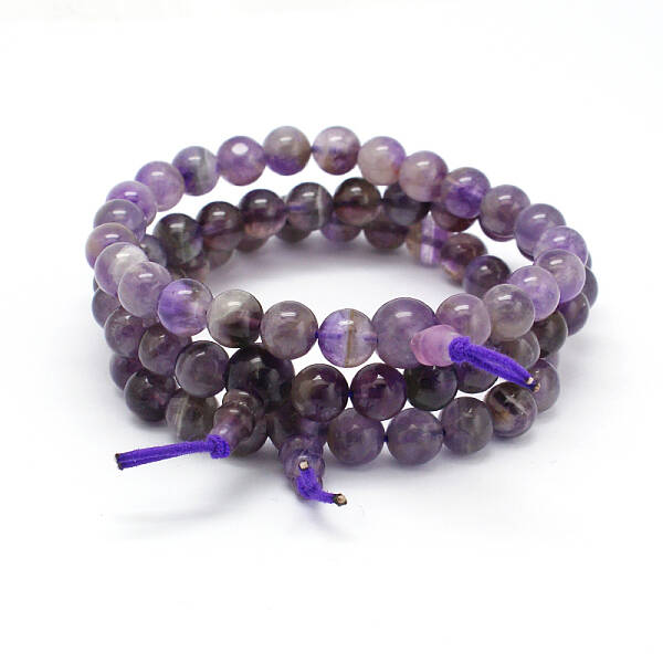 Buddha Style Amethyst Gemstone Beads Stretch Bracelets