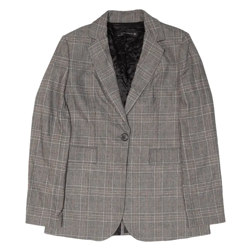 ZARA Blazer Jacket Grey Plaid Womens S
