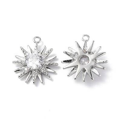 Brass Micro Pave Clear Cubic Zirconia Pendants