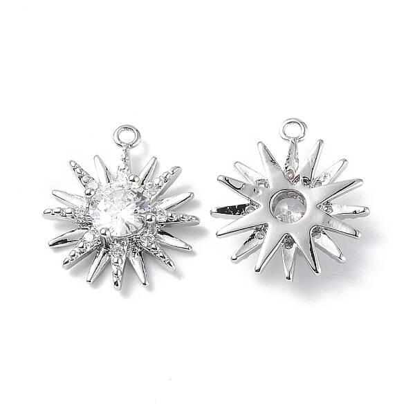 Brass Micro Pave Clear Cubic Zirconia Pendants