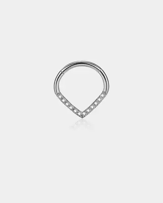 Clear CZ Triangle Septum Ring - Silver / 10mm