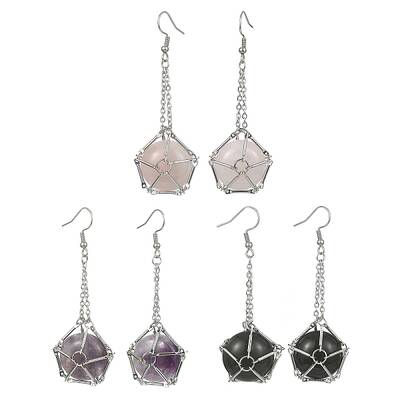 Natural & Synthetic Mixed Gemstone Round Ball Dangle Earrings