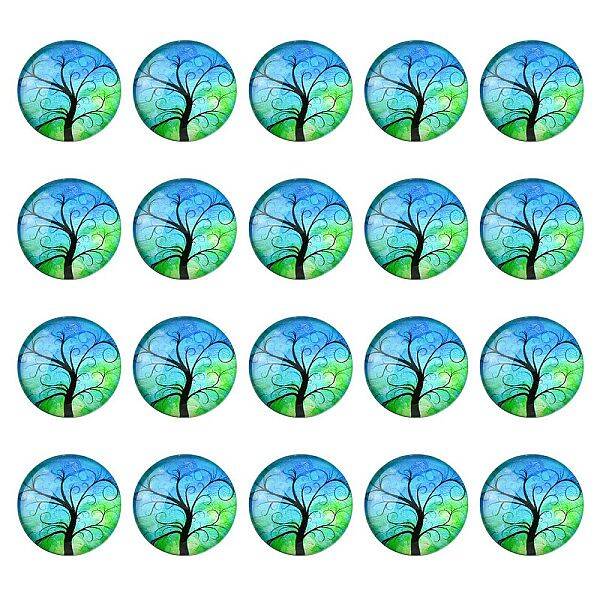 Half Round/Dome Tree Pattern Glass Flatback Cabochons for DIY Projects
