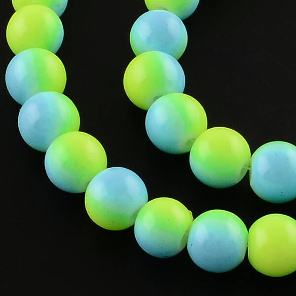 Two-Color Baking Painted Glass Bead Strands
