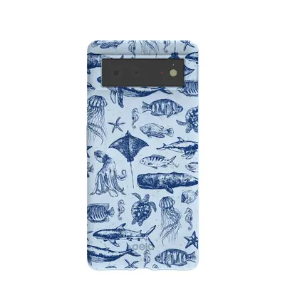 Powder Blue Marine Life Google Pixel 6 Case