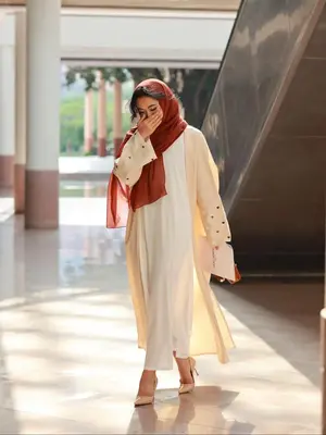 Women's Heart Embroidery Long Sleeve Open Front Abaya without Hijab, Modest Casual Maxi Muslim Dress for Daily Wear, Ladies I...