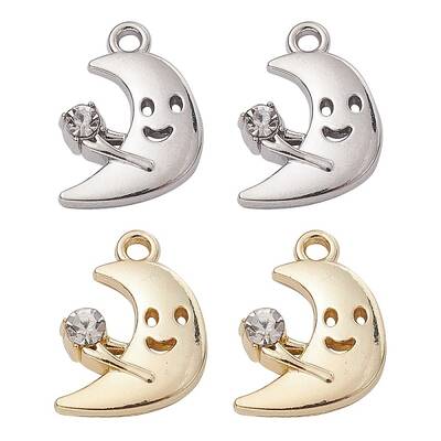 4Pcs 2 Colors Rack Plating Alloy Rhinestone Pendants