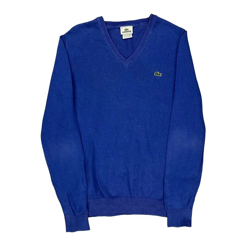 Lacoste V-Neck Jumper - Small Blue Cotton